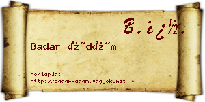 Badar Ádám névjegykártya